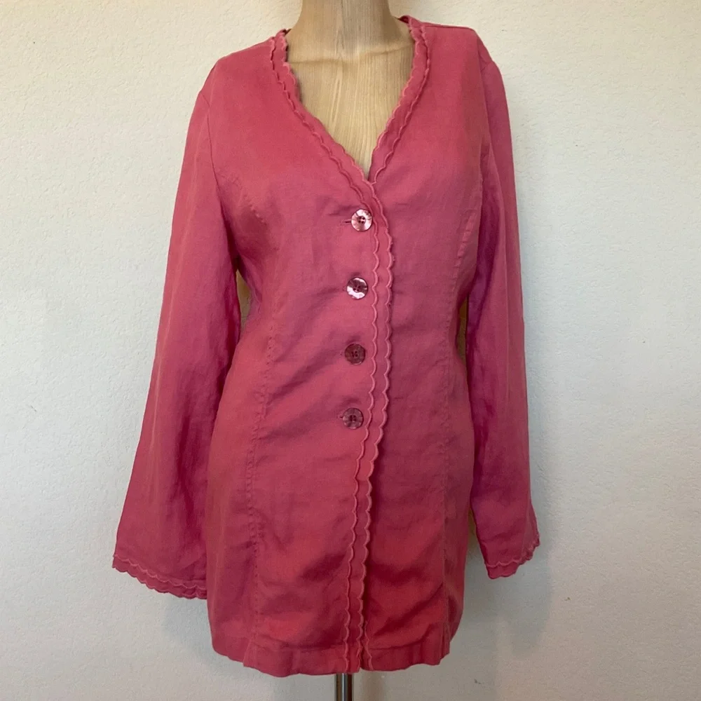 J. Jill NWT Aster Pink Linen Coastal Coatigan Jacket Duster Cardigan Lightweight - Picture 1 of 16